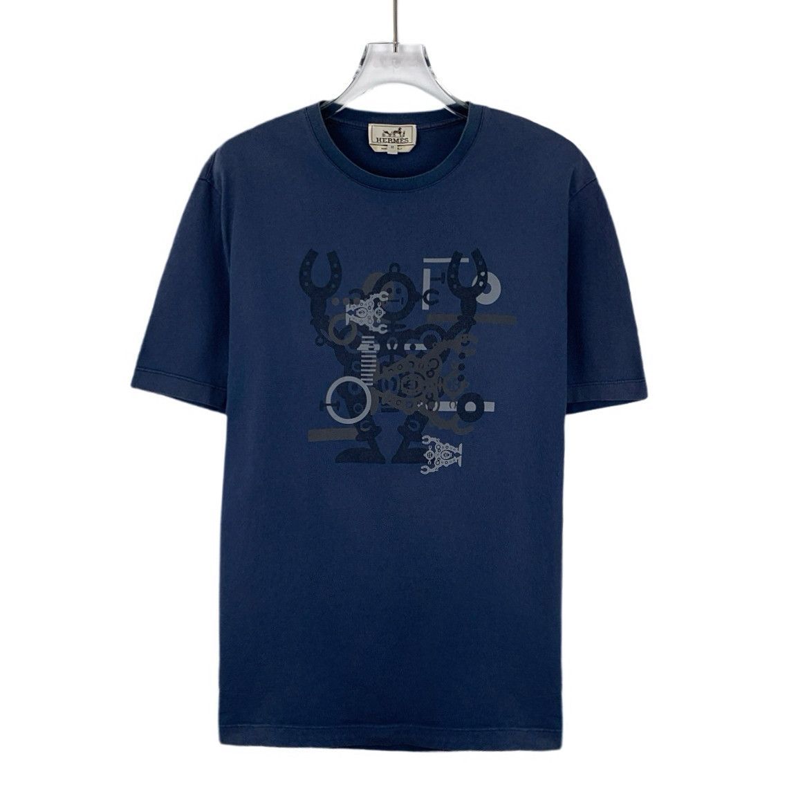 Hermes Hermes Navy Robot Print Cotton T-Shirt M Size US M / EU 48-50 / 2 - 1 Thumbnail