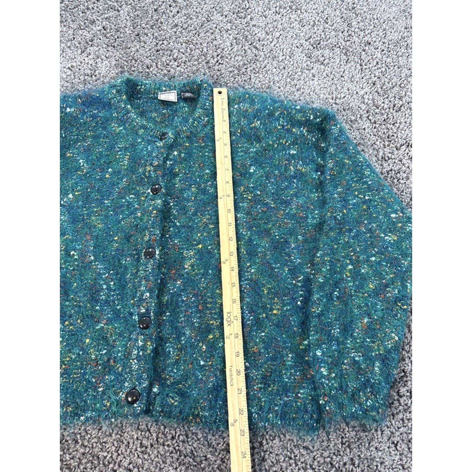 Vintage VINTAGE Paul et Duffier Sweater Shirt Cropped Fuzzy Mohair Wool Green L Womens 90s Boho Fairycore Long Sleeve Turtleneck Pullover Size L / US 10 / IT 46 - 2 Thumbnail