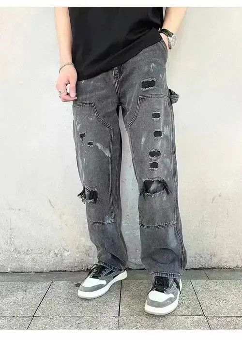 Designer × Vintage ripped paint double knee carpenter pants Size US 32 / EU 48 - 3 Thumbnail