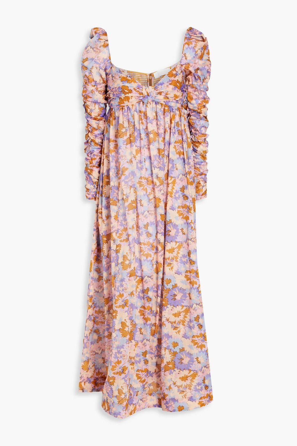 Zimmermann Zimmermann Gathered Floral Violet Twist Front Midi Dress Size L / US 10 / IT 46 - 2 Thumbnail
