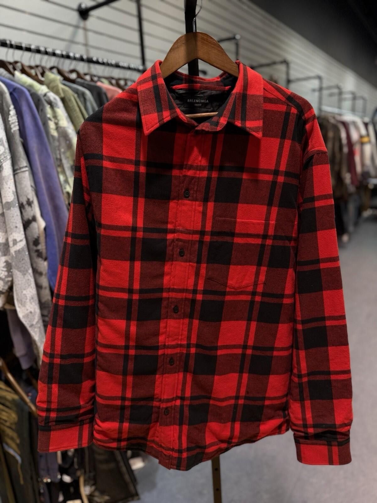 Balenciaga Balenciaga Red Plaid Shirt Jacket Red Black White (M) $1400 Size US M / EU 48-50 / 2 - 2 Thumbnail
