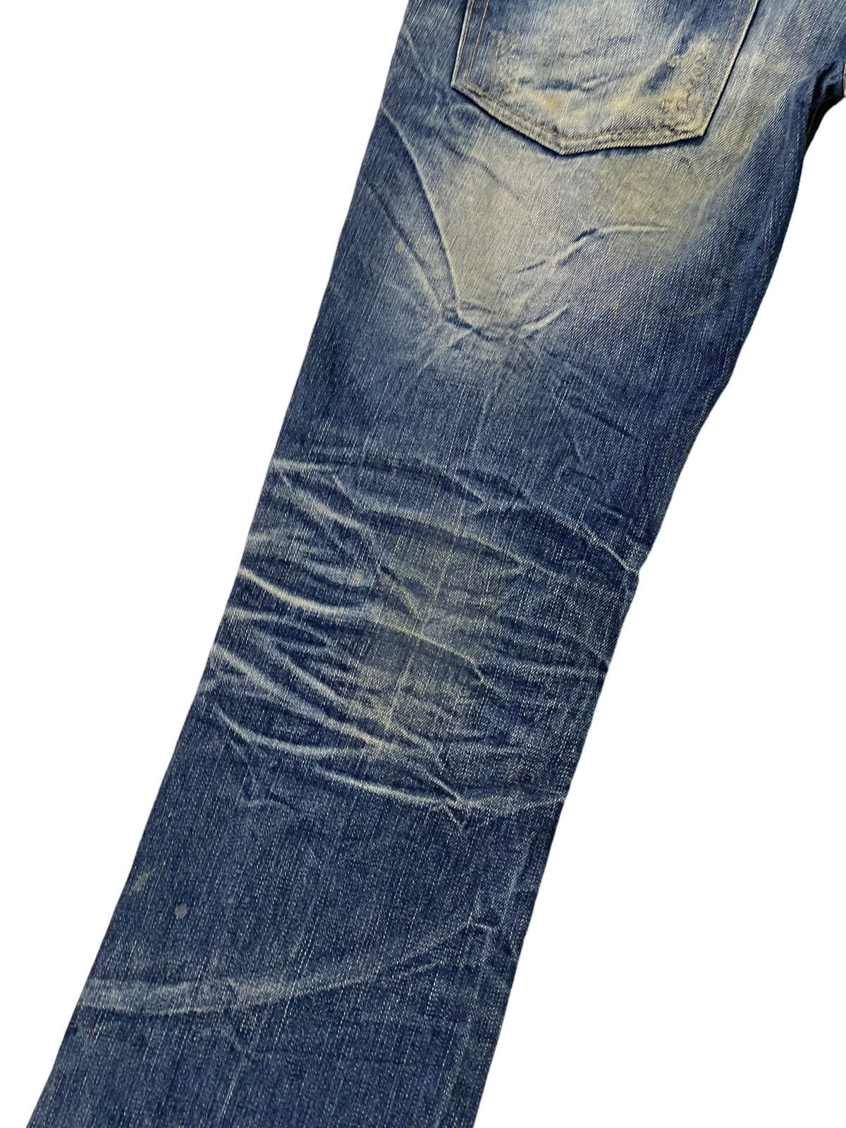 Japanese Brand Slight Flare Jeans Rubber Soul Faded Distress Boot Cut 7🟦7 Size US 30 / EU 46 - 17 Thumbnail