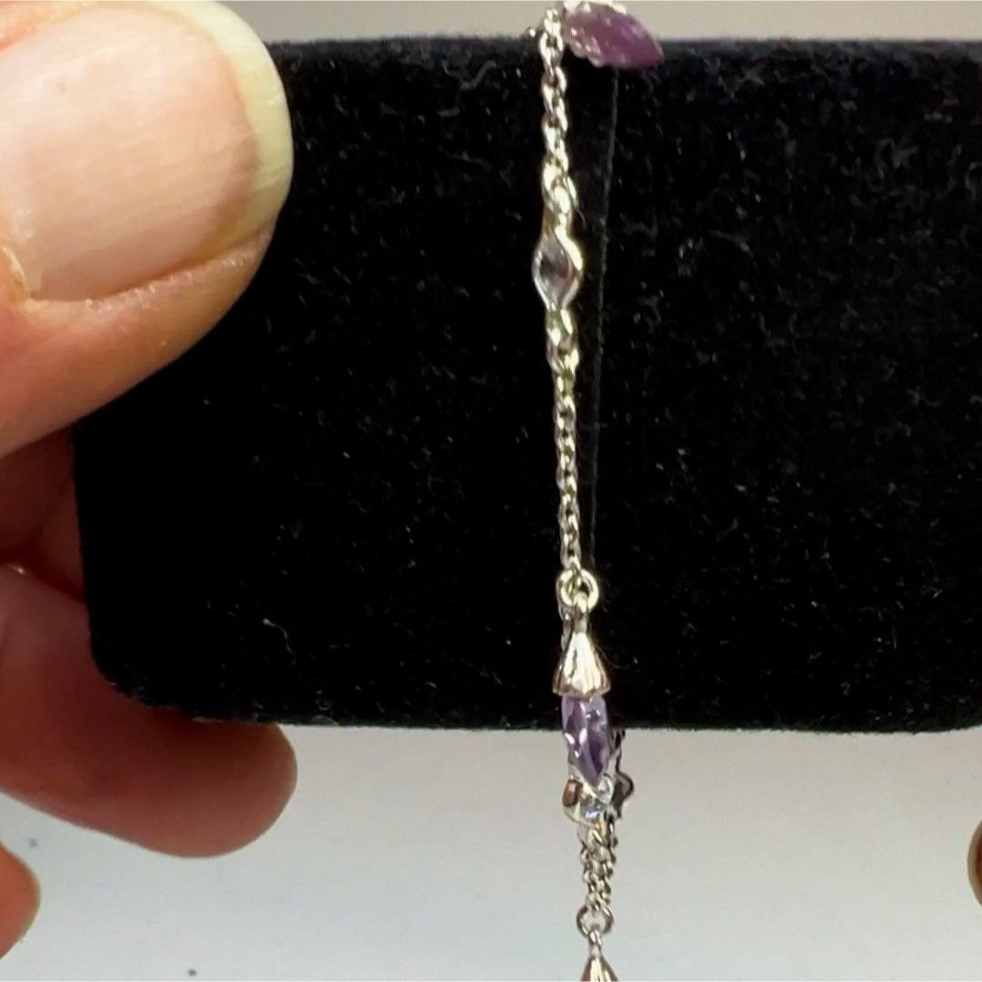 Designer Women's Small Charm Bracelet with Purple and Cubic Zirconia Size ONE SIZE - 5 Thumbnail