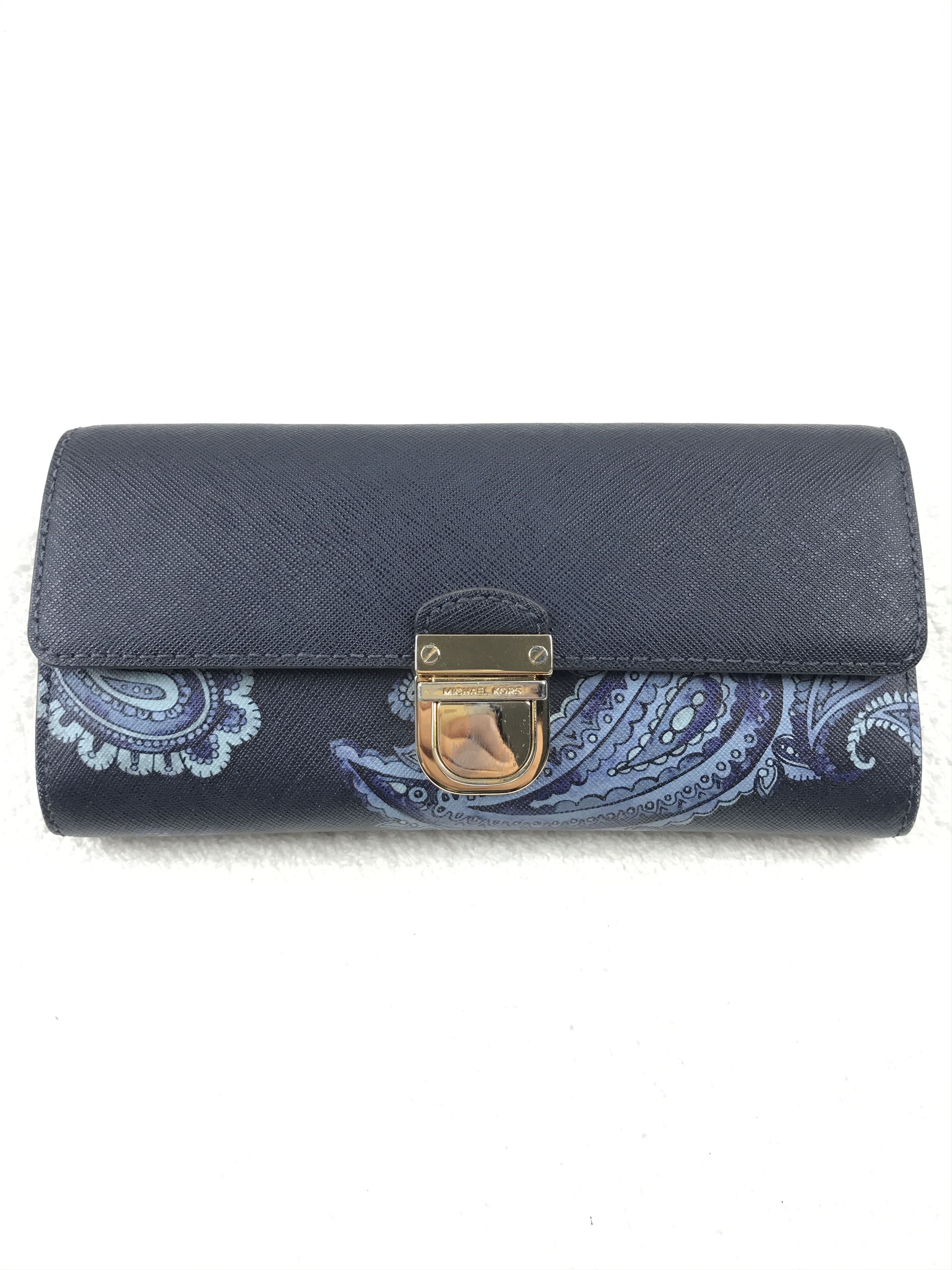 Designer Michael Kors Vintage Vintage Michael Kors Bridgette Paisley Leather Blue Wallet Grailed