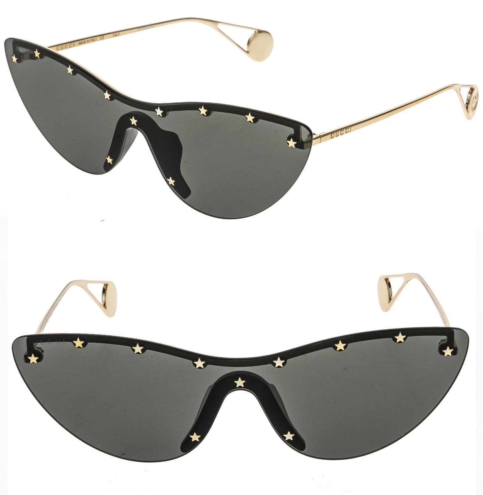 Gucci GUCCI GG0666S STAR 0666 Black Gold Cat Eye Sunglasses 001 Size ONE SIZE - 1 Thumbnail