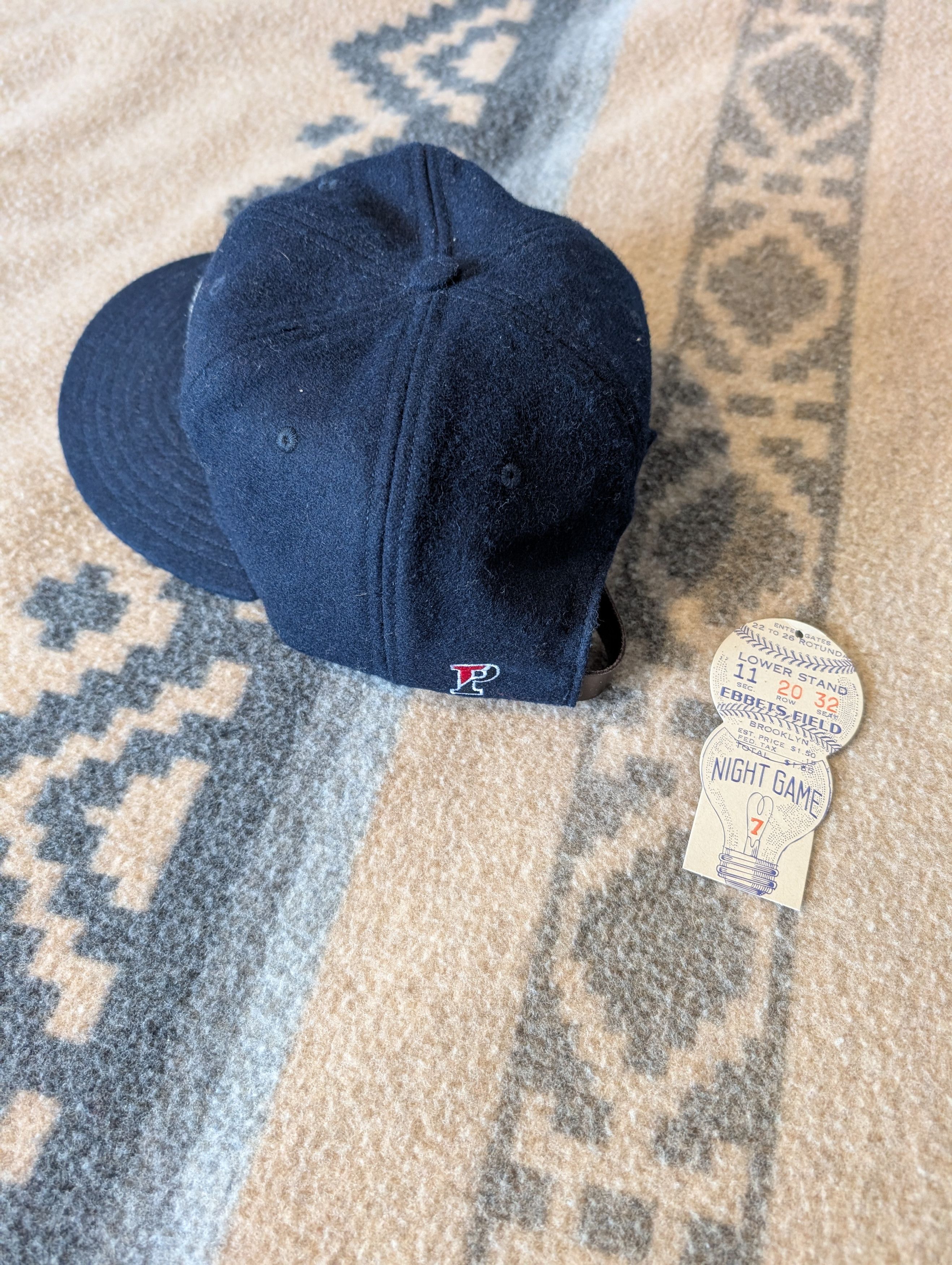 Ebbets Field Flannels Wool Strapback Cap UPenn Navy Blue USA Size ONE SIZE - 3 Thumbnail