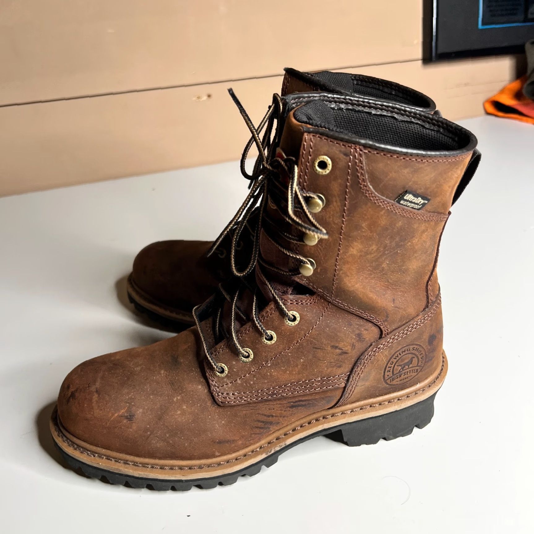 Vintage Irish Setter Work Boot Mens Size 9 Brown Leather Waterproof Safety Toe Insulated Logger Boot EH 9 Mens Boots Size US 9 / EU 42 - 6 Thumbnail