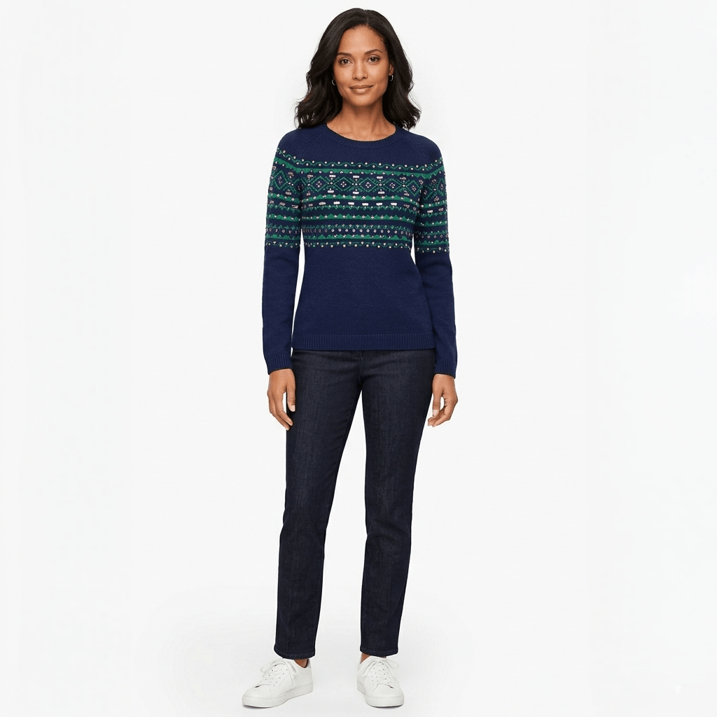 Talbots Talbots Size LP Sweater Fair Isle Gemstone Sparkle Navy Size L / US 10 / IT 46 - 10 Thumbnail