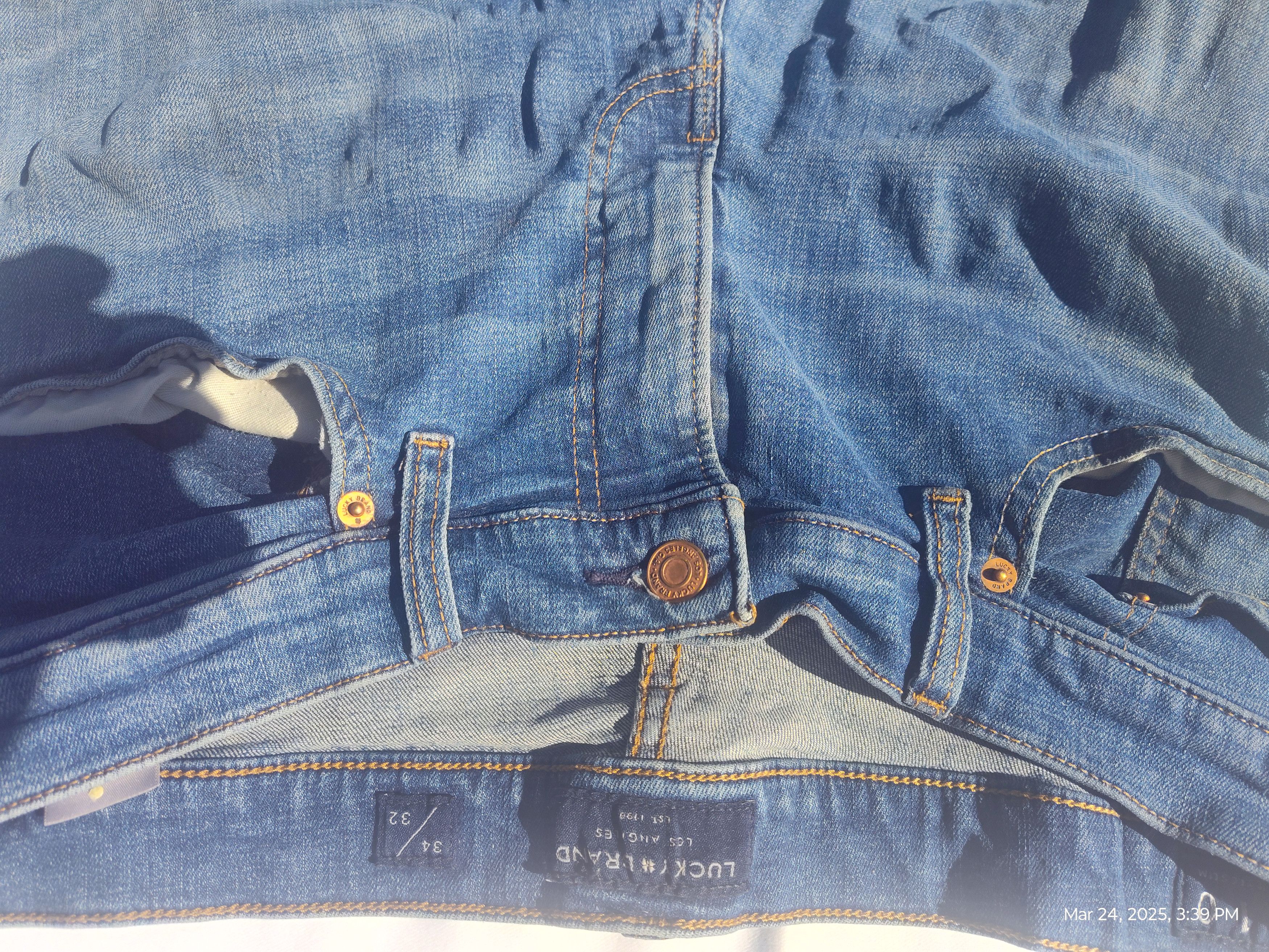 Lucky Brand Lucky Brand boot leg heavily distressed Blue Jeans Size US 34 / EU 50 - 1 Thumbnail
