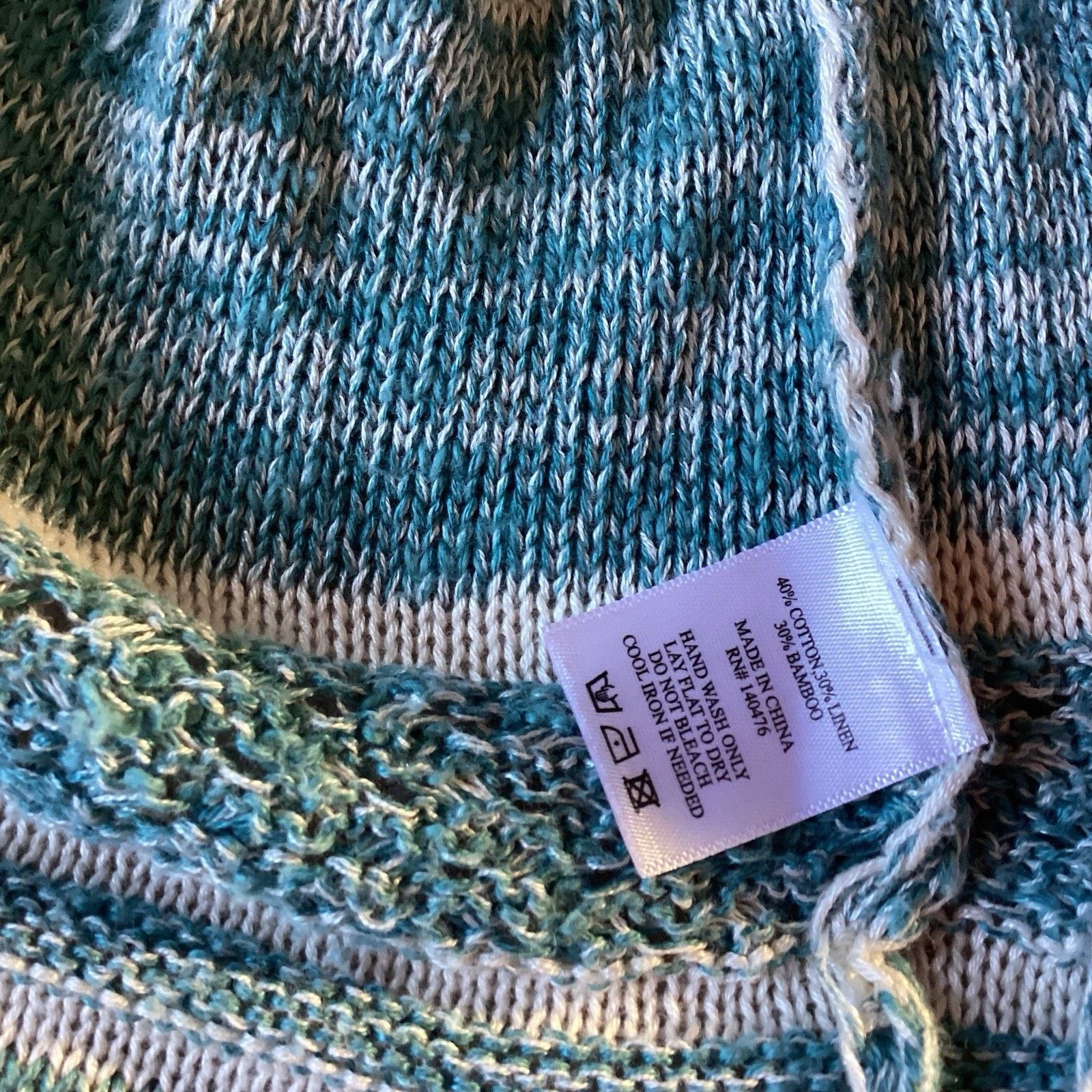 Faherty Faherty Hoodie Sweater XS/S Blue Teal Stripe, Linen Bamboo Size XS / US 0-2 / IT 36-38 - 6 Thumbnail