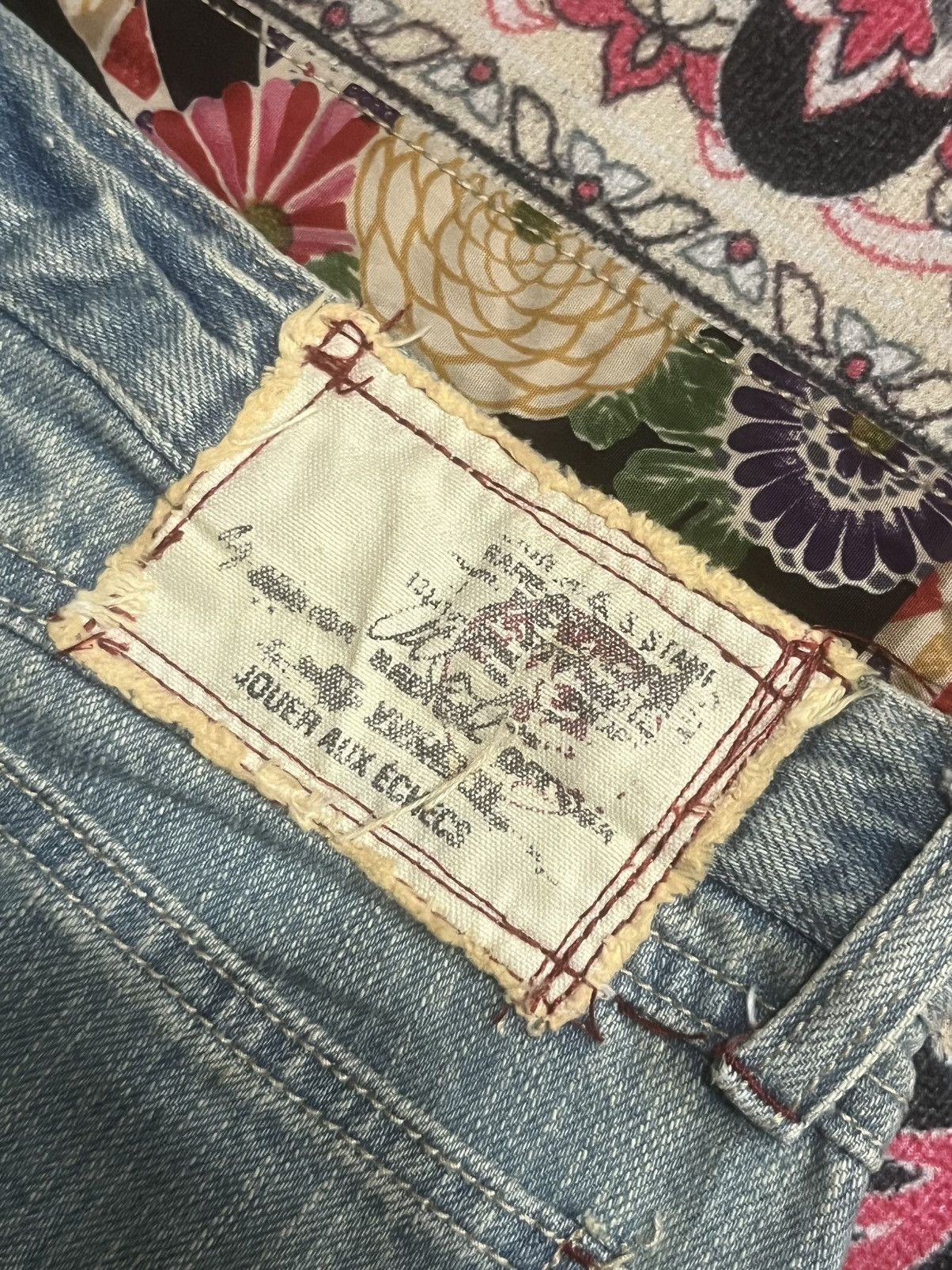 Japanese Brand Vintage Jouer Aux Echecs Double Waist Floral Distressed Jean Size US 30 / EU 46 - 7 Thumbnail