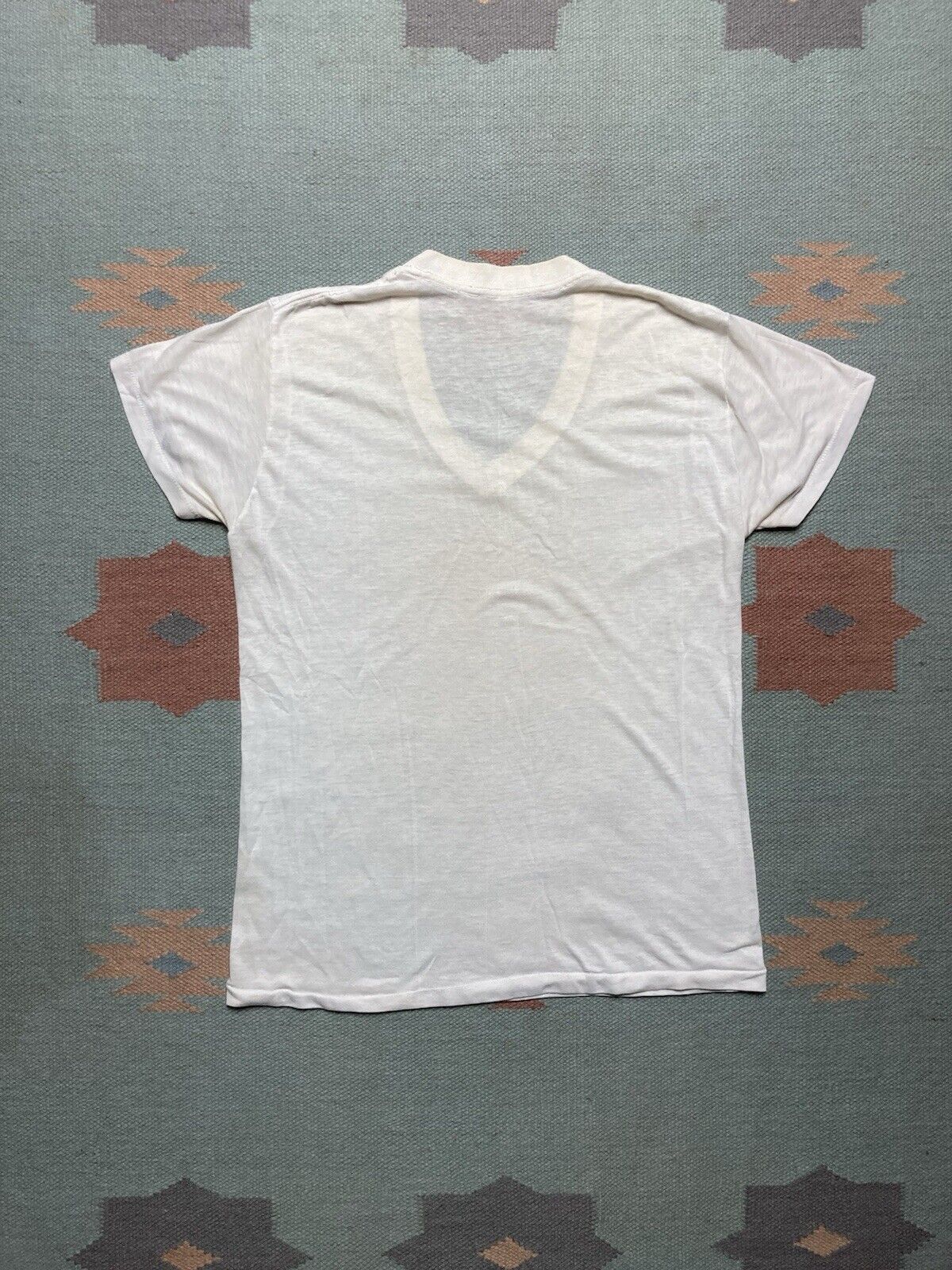 Vintage VTG 60s blank white t shirt v neck soft cotton thin grunge L Size US L / EU 52-54 / 3 - 8 Thumbnail
