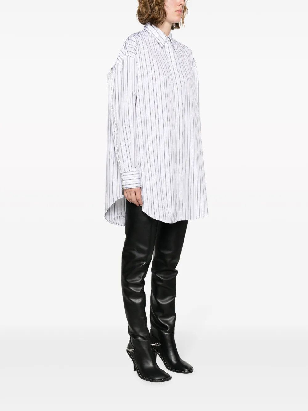 Off-White o1y1225 Striped Shirt in White/Black Size M / US 6-8 / IT 42-44 - 2 Thumbnail