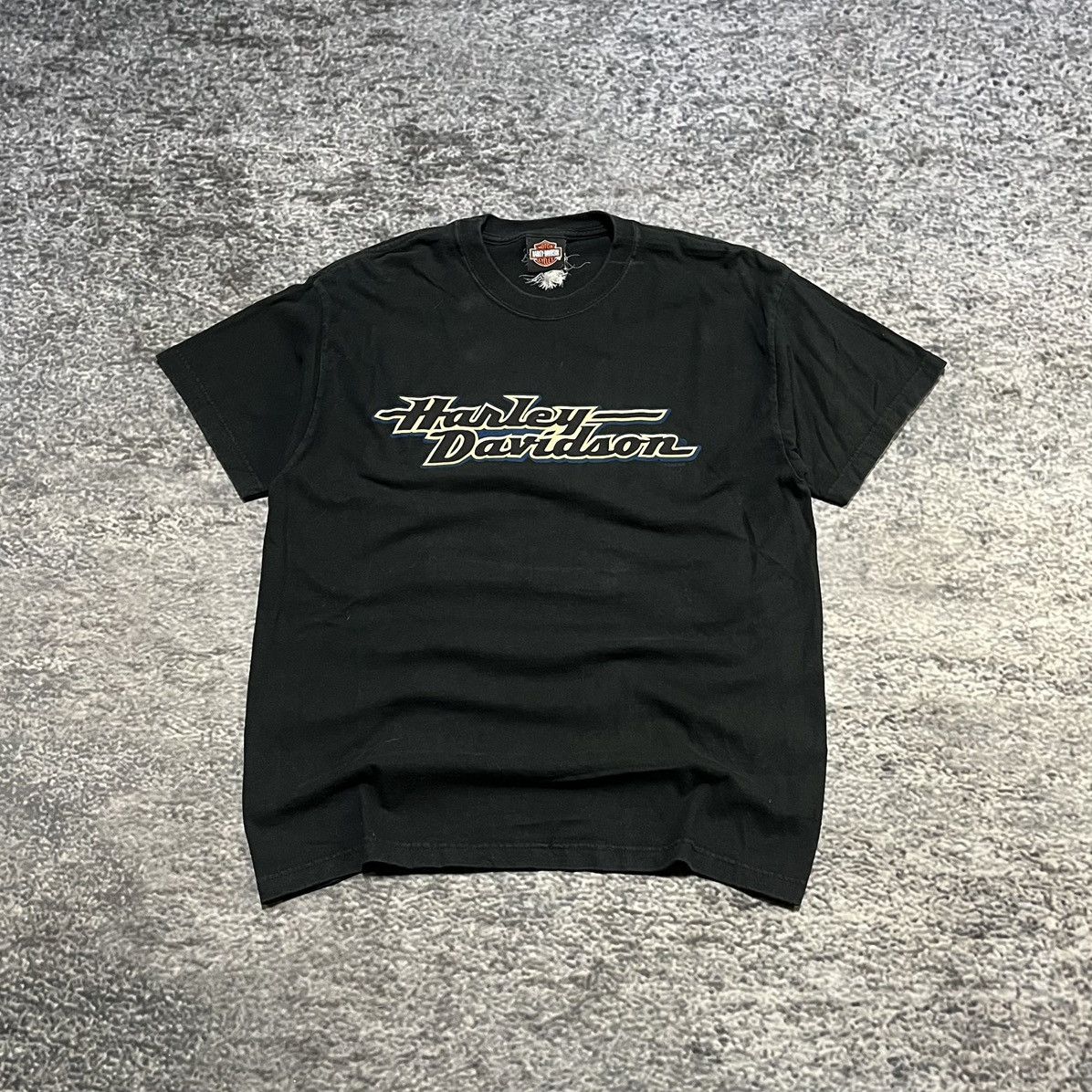Harley Davidson VINTAGE 2000s HARLEY DAVIDSON BLACK LOGO GRUNGE T SHIRT Size US L / EU 52-54 / 3 - 1 Thumbnail