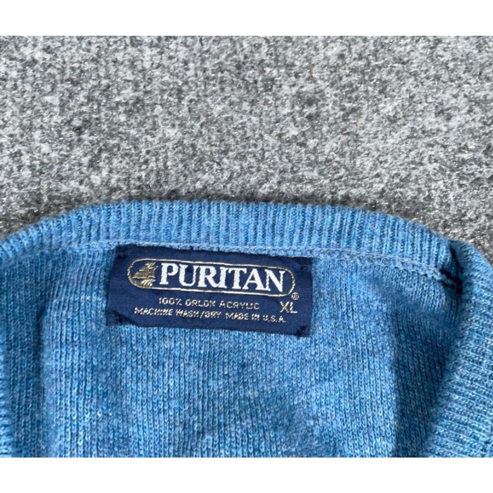 Vintage VTG 80s Puritan V-Neck Sweater Adult XL Blue Lightweight Knit Pullover Long Sleeve Casual Mens Size US XL / EU 56 / 4 - 3 Thumbnail
