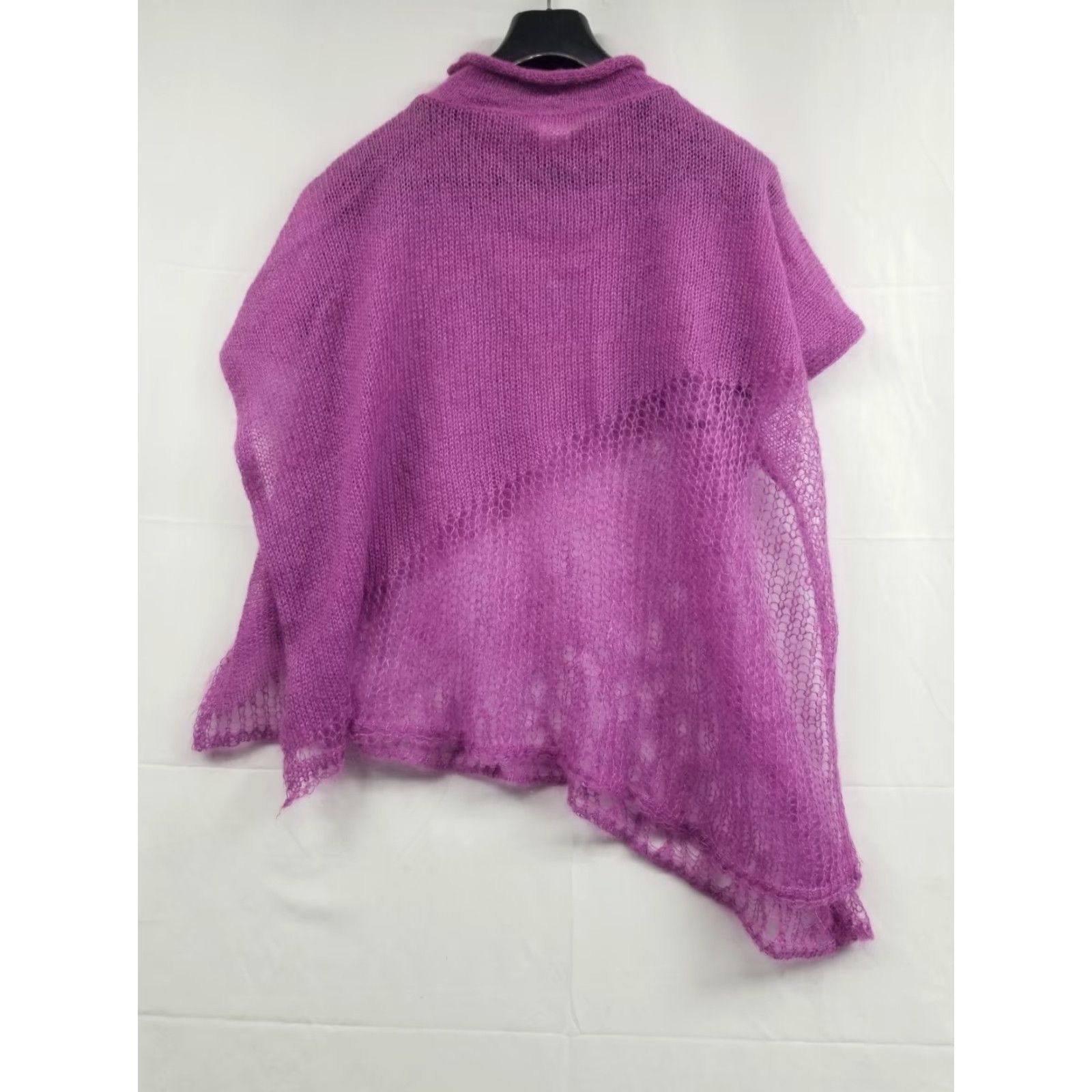 Nordstrom VINTAGE Nordstrom Mohair Crochet Poncho Shawl One Size Purple Italy Women Shawl/Wrap Knit Mohair Size ONE SIZE - 2 Thumbnail