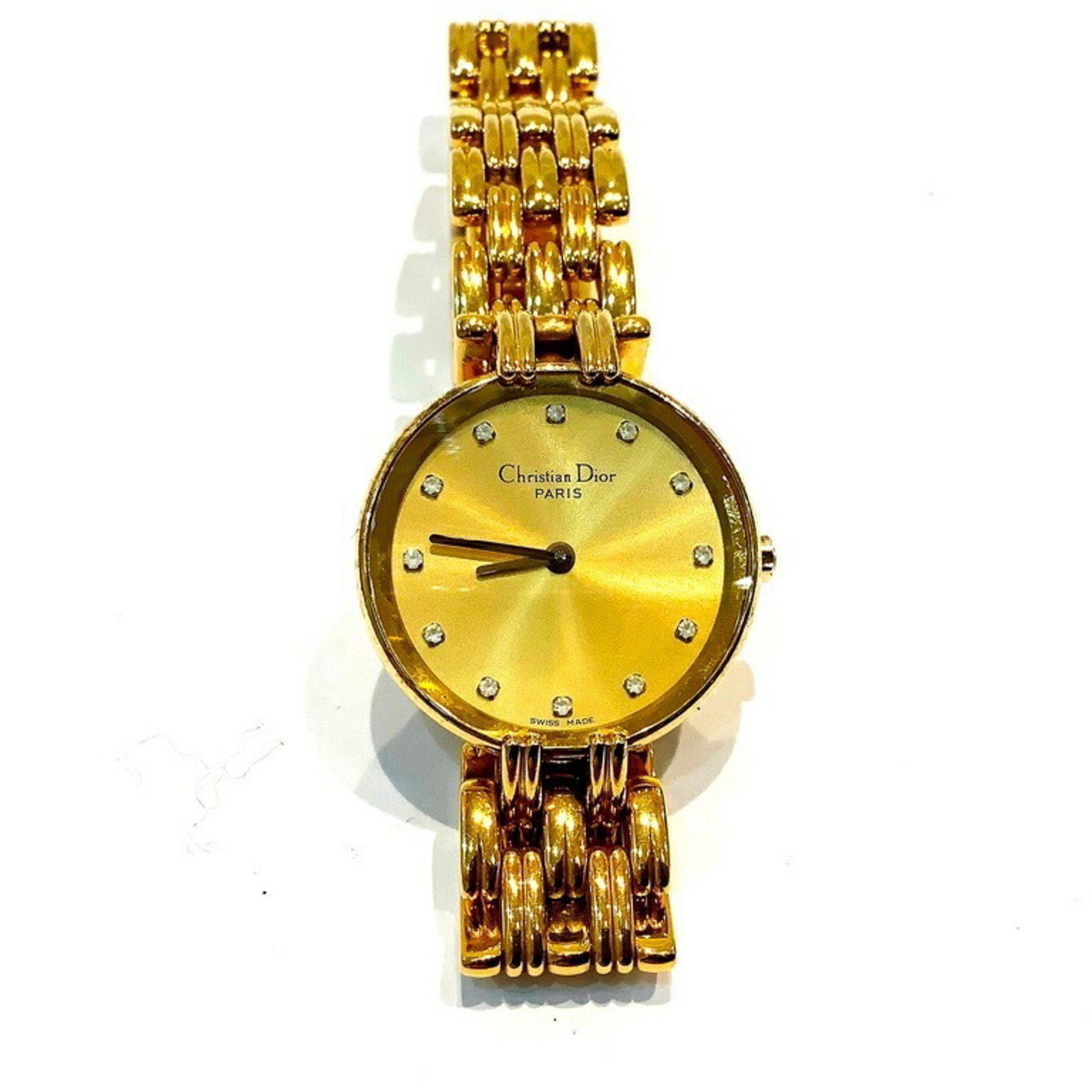 Christian Dior Bagbeera D44-155 Women's Quartz Watch Gold Plated Kb-9554