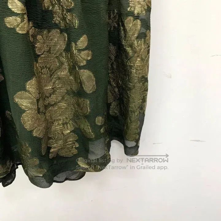 Saint Laurent Paris YSL Dark Green Gold Floral Silk Dress. Size XS / US 0-2 / IT 36-38 - 5 Thumbnail