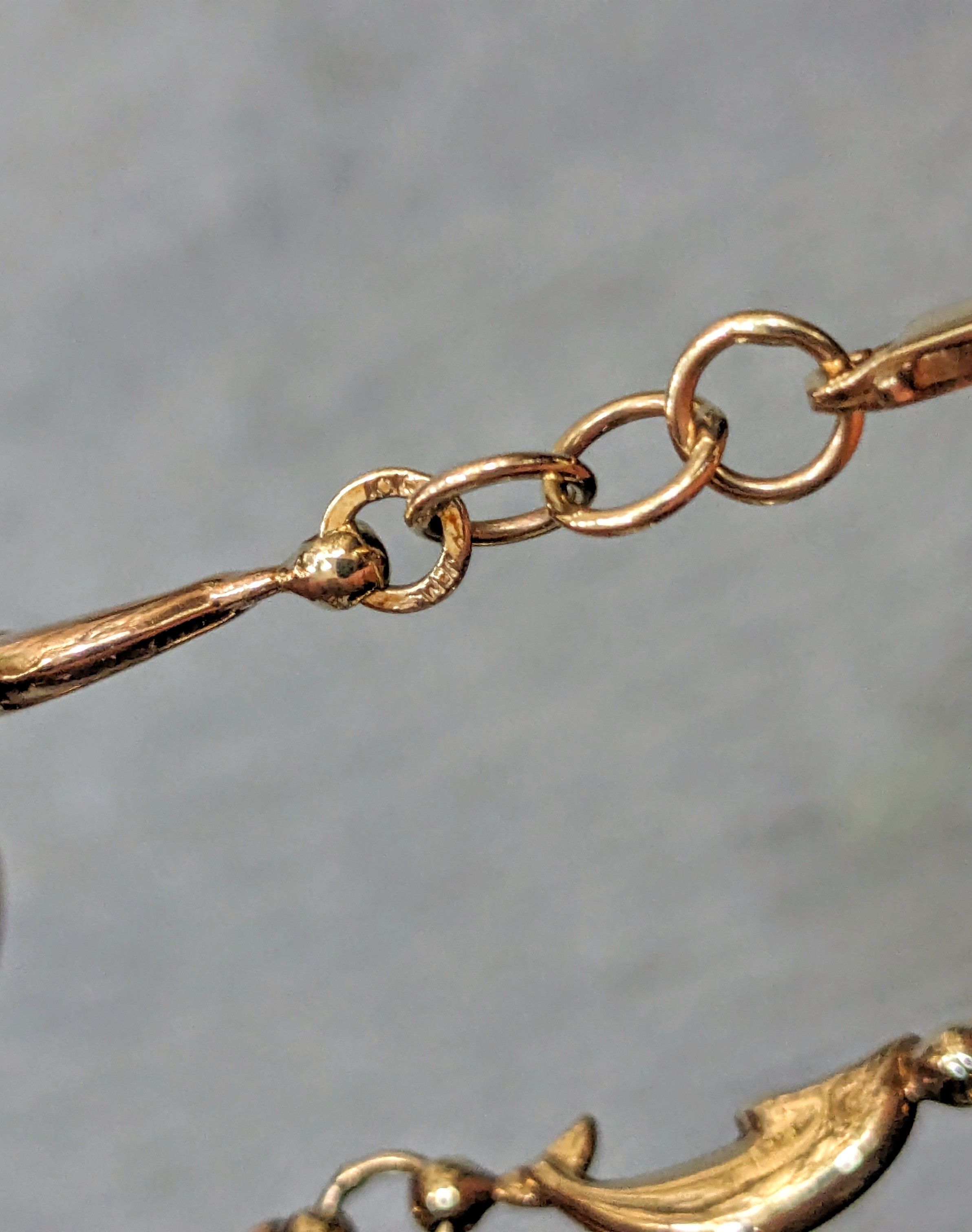Jewelry Vintage 10K Gold Dolphin Bracelet 7.5" Link Chain Y2K Size ONE SIZE - 2 Thumbnail