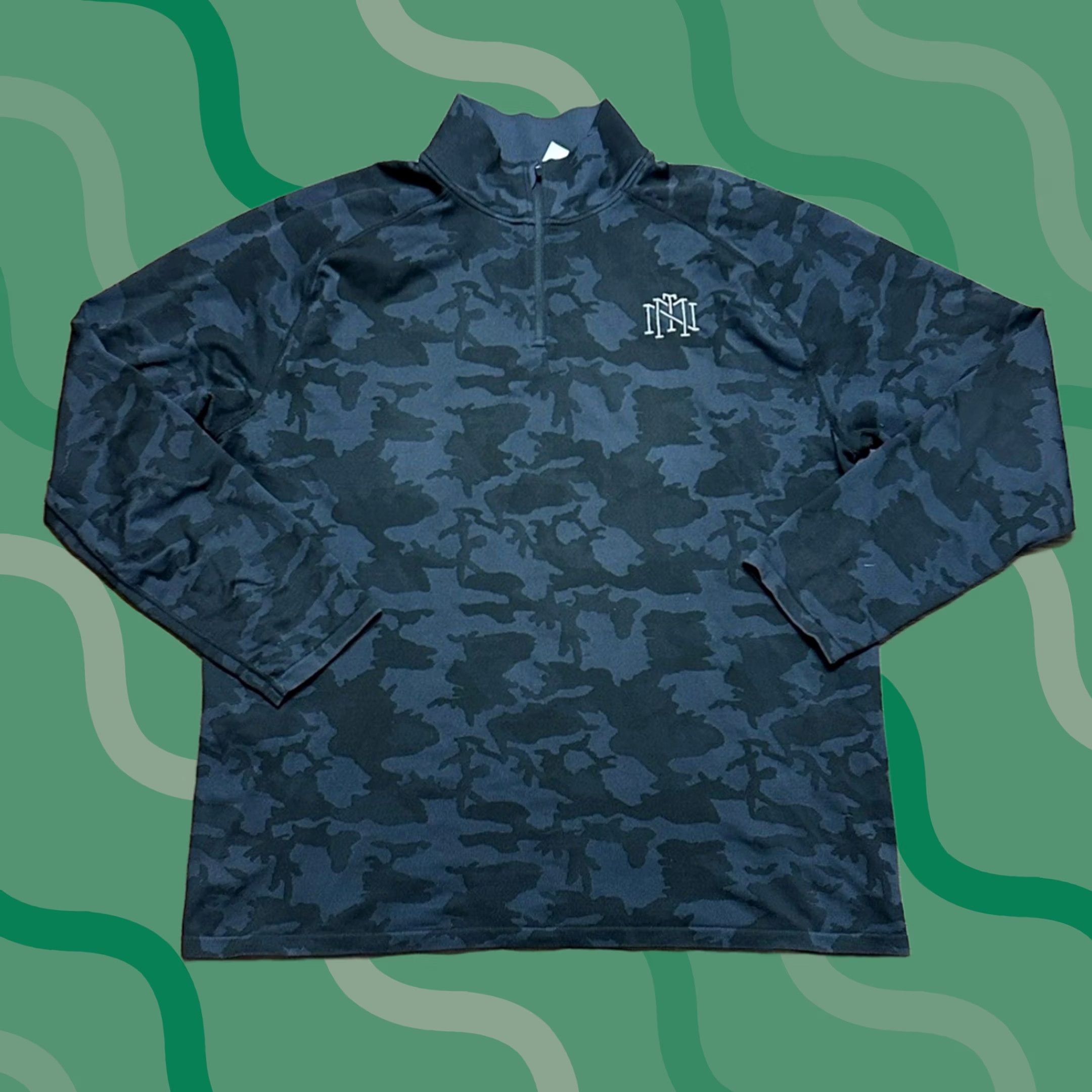 Vintage UNRL Golf Mens XL Gray Black Camo Rival Quarter Zip Pullover Mock Neck Long Sleeve Logo Activewear Pullover Size US XL / EU 56 / 4 - 1 Thumbnail
