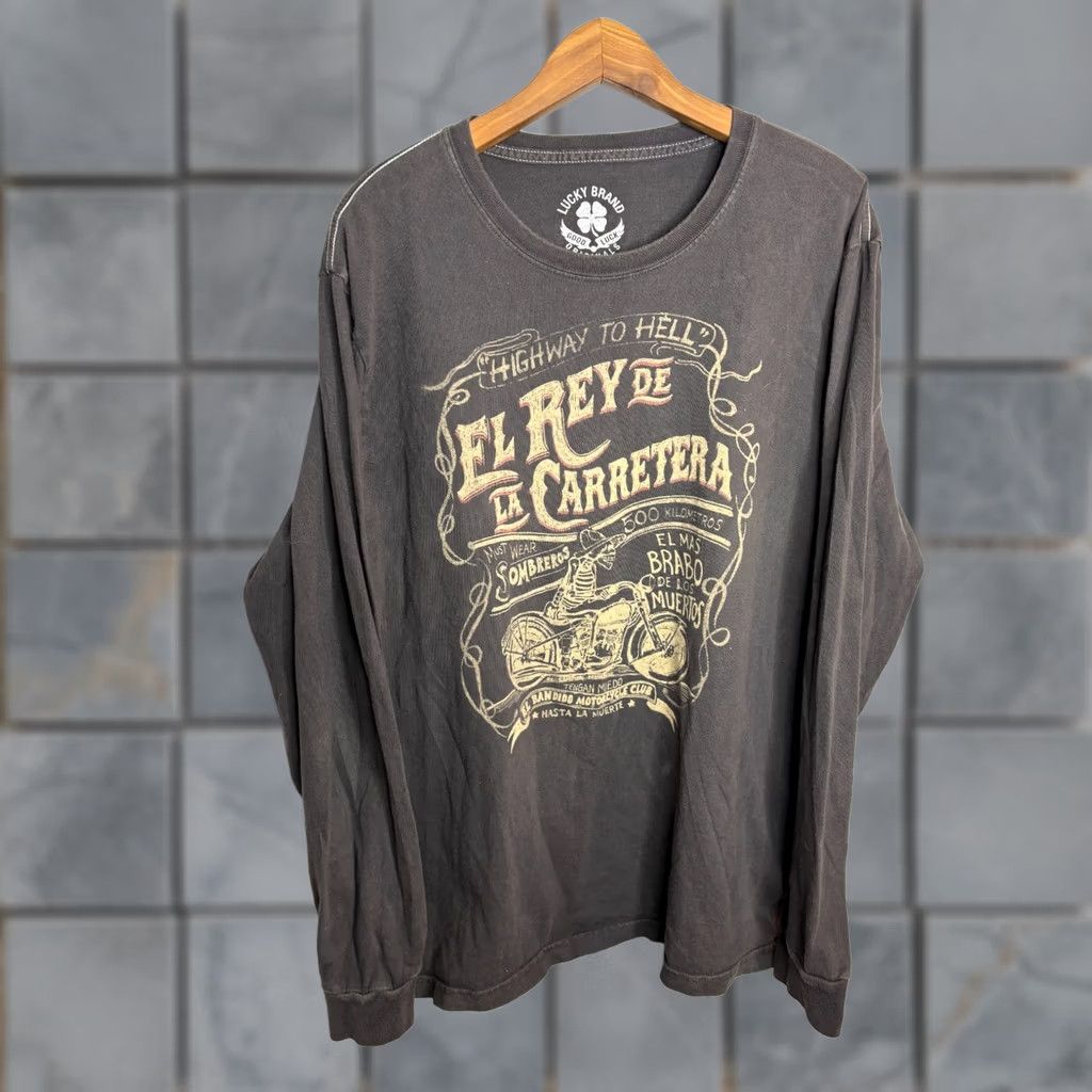 Lucky Brand VINTAGE Lucky Brand Biker Long Sleeves T-Shirt Gray L Y2K Mens Size US L / EU 52-54 / 3 - 1 Thumbnail
