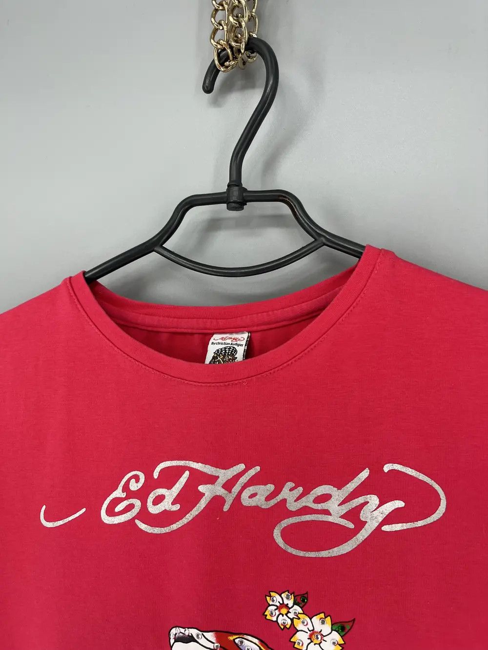 Christian Audigier Vintage Ed Hardy Women’s Rhinestones T-Shirt Size XL / US 12-14 / IT 48-50 - 7 Thumbnail