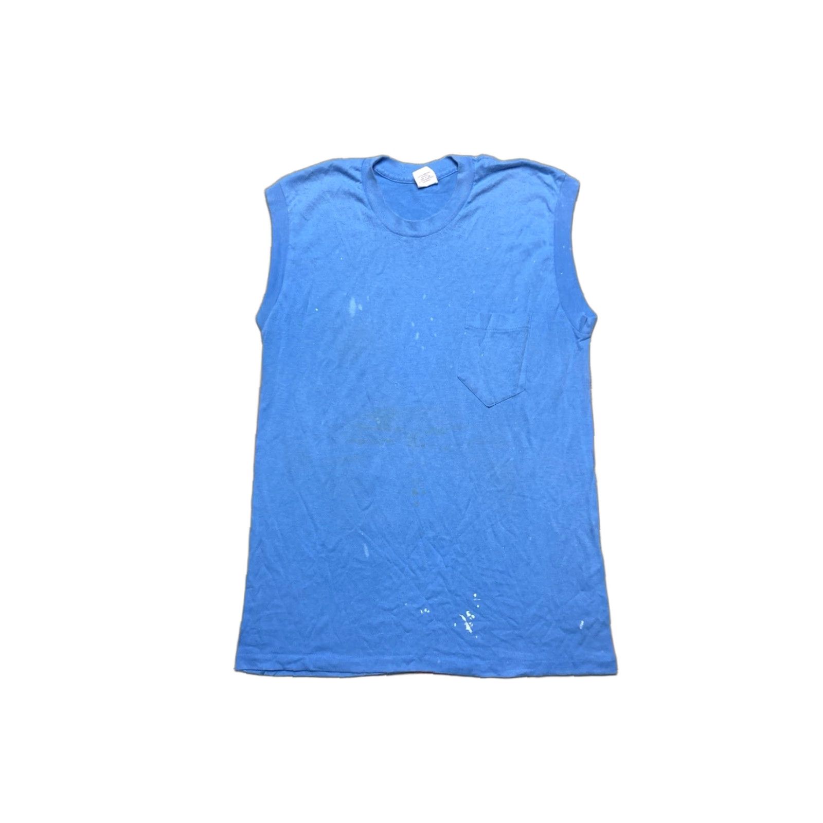 Vintage VINTAGE 80s Sleeveless Pocket T Shirt Blue Large Men Size US L / EU 52-54 / 3 - 1 Thumbnail