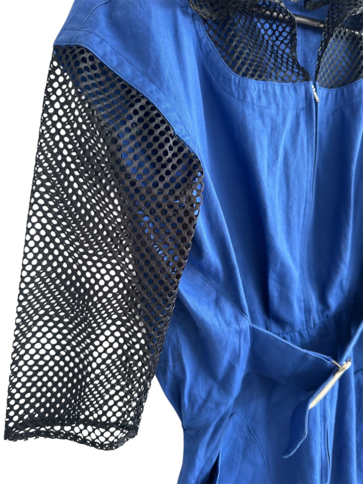 Thierry Mugler Vintage Thierry Mugler Punk Gothic Blue Dress with Mesh Hood Size M / US 6-8 / IT 42-44 - 7 Thumbnail