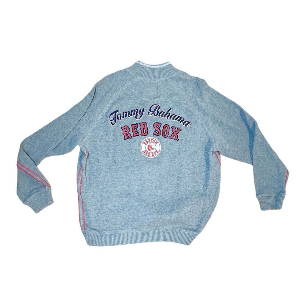 Tommy Bahama Tommy Bahama Red Sox Men's Gray Quarter Zip Pullover Sweate Size US L / EU 52-54 / 3 - 6 Thumbnail