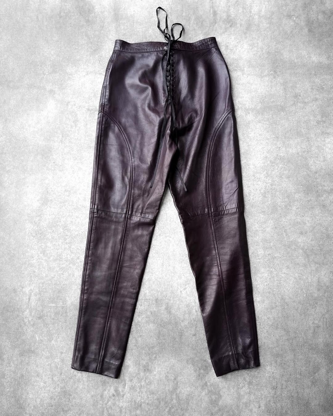 Gucci Gucci FW95 Aubergine Leather Pants, by Tom Ford Size 30" / US 8 / IT 44 - 5 Thumbnail