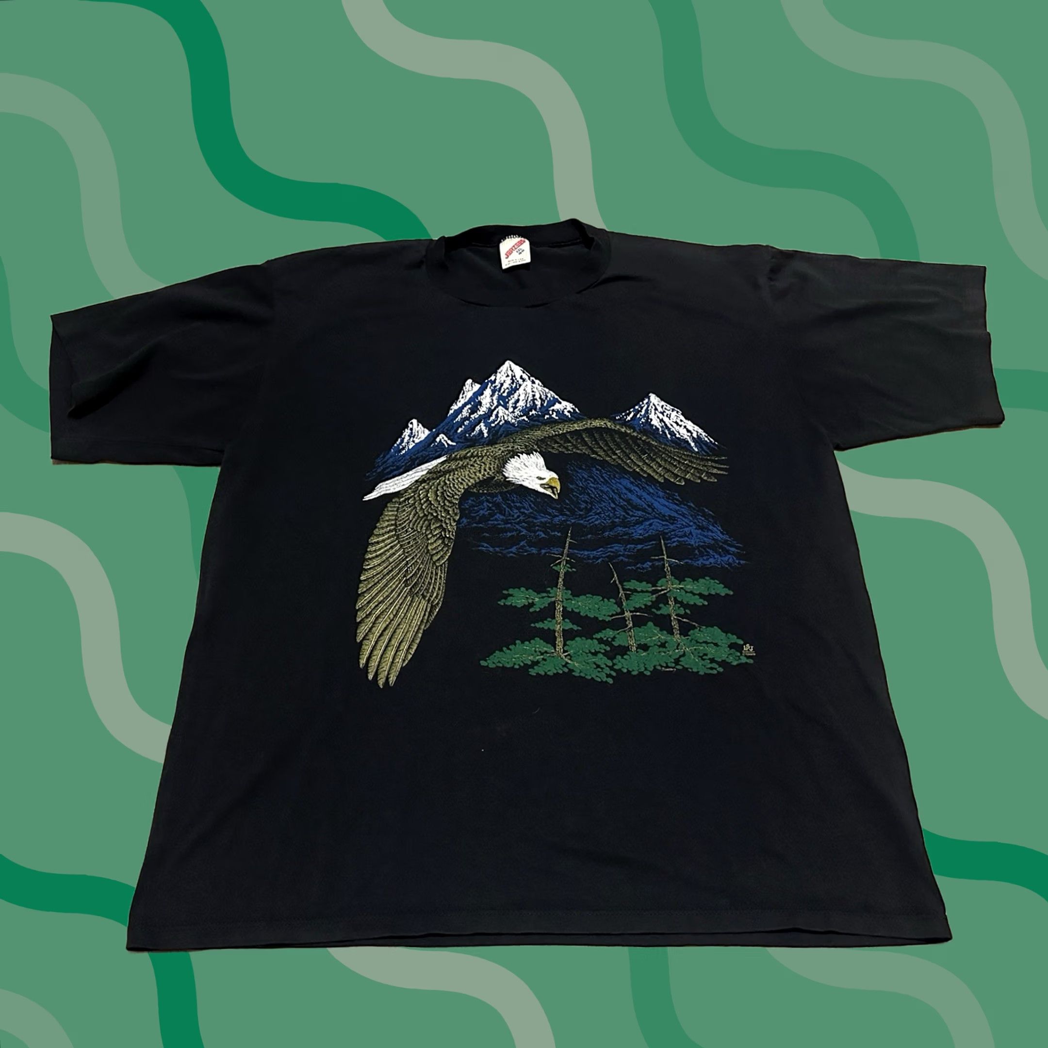 Jerzees VINTAGE 80s Bald Eagle Shirt Mens XL Jerzees Graphic Print Single Stitch Black Size US XL / EU 56 / 4 - 1 Thumbnail