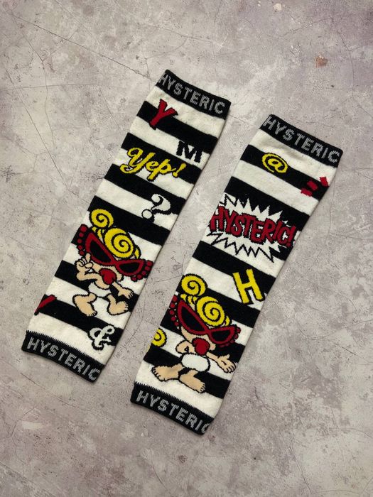 Vintage HYSTERIC MINI hand socks black white striped | Grailed