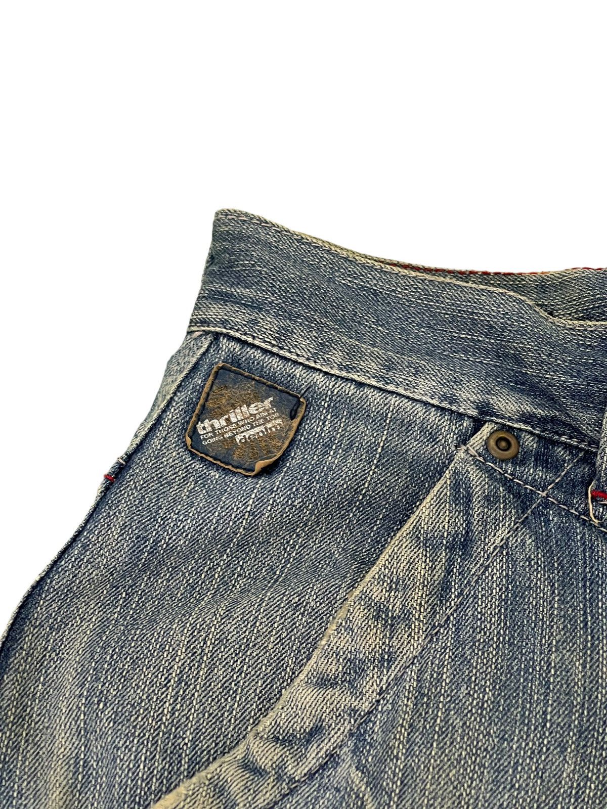 Japanese Brand Baggy Jeans Vtg Thriller Denim Distress Wide Denim 6🟦3 Size US 33 - 10 Thumbnail