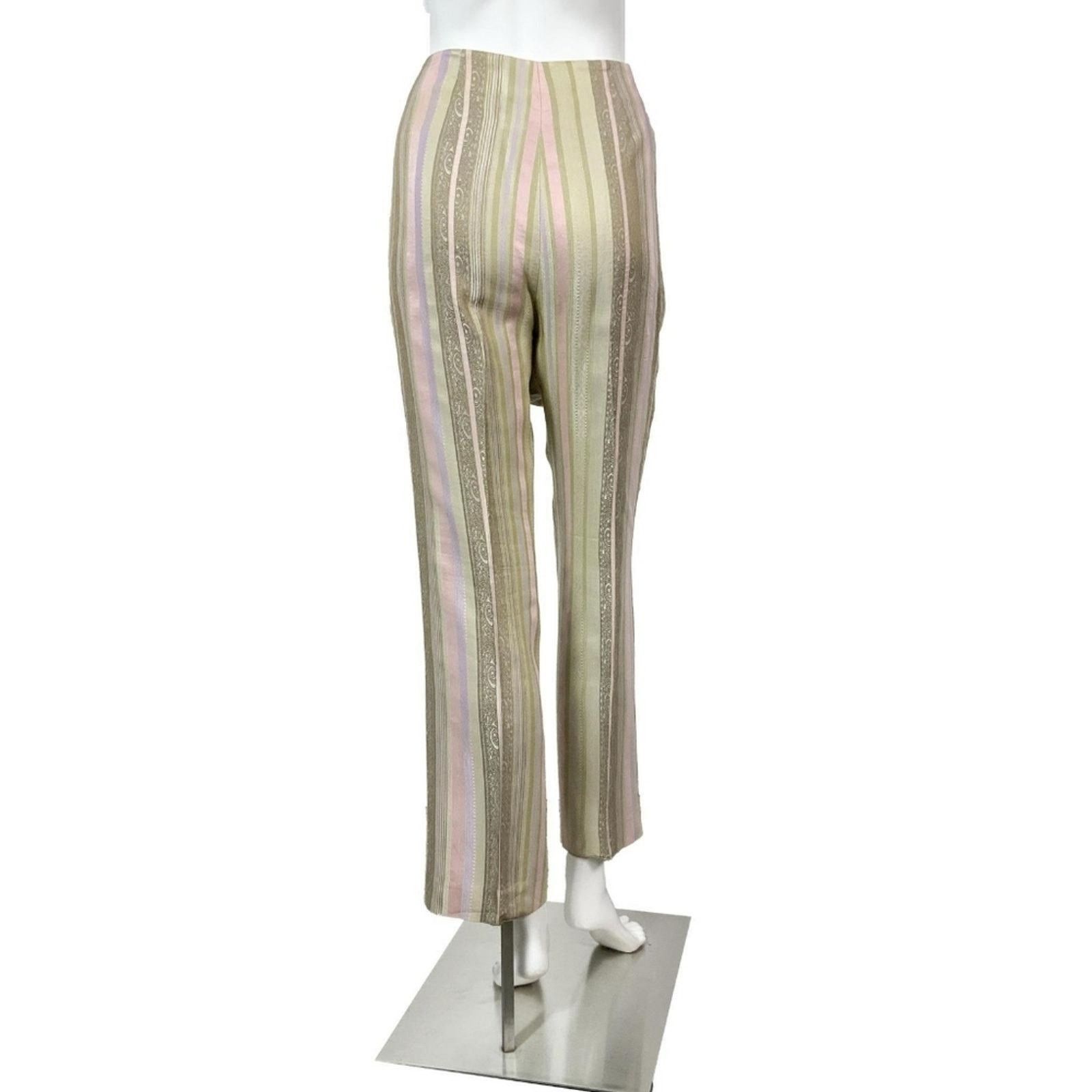 Dana Lee Dana Buchman Striped Pants MultiPastel Straight Leg Side Zip Size 34" / US 12 / IT 48 - 4 Thumbnail