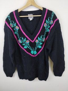 Vintage Vintage 90s cableknit Sweater IVY Floral Pattern Size M Size US M / EU 48-50 / 2 - 1 Thumbnail