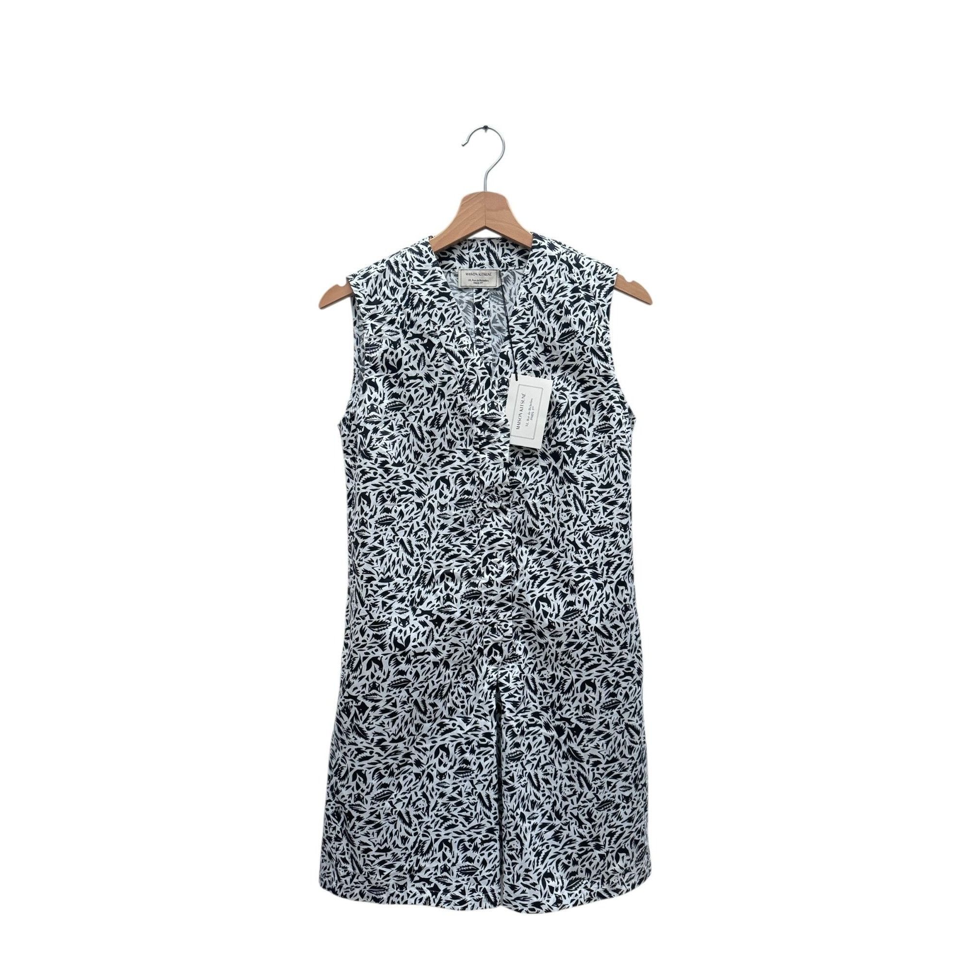Maison Kitsune White & Black Fox Printed Sleeveless Dress Size M / US 6-8 / IT 42-44 - 1 Thumbnail