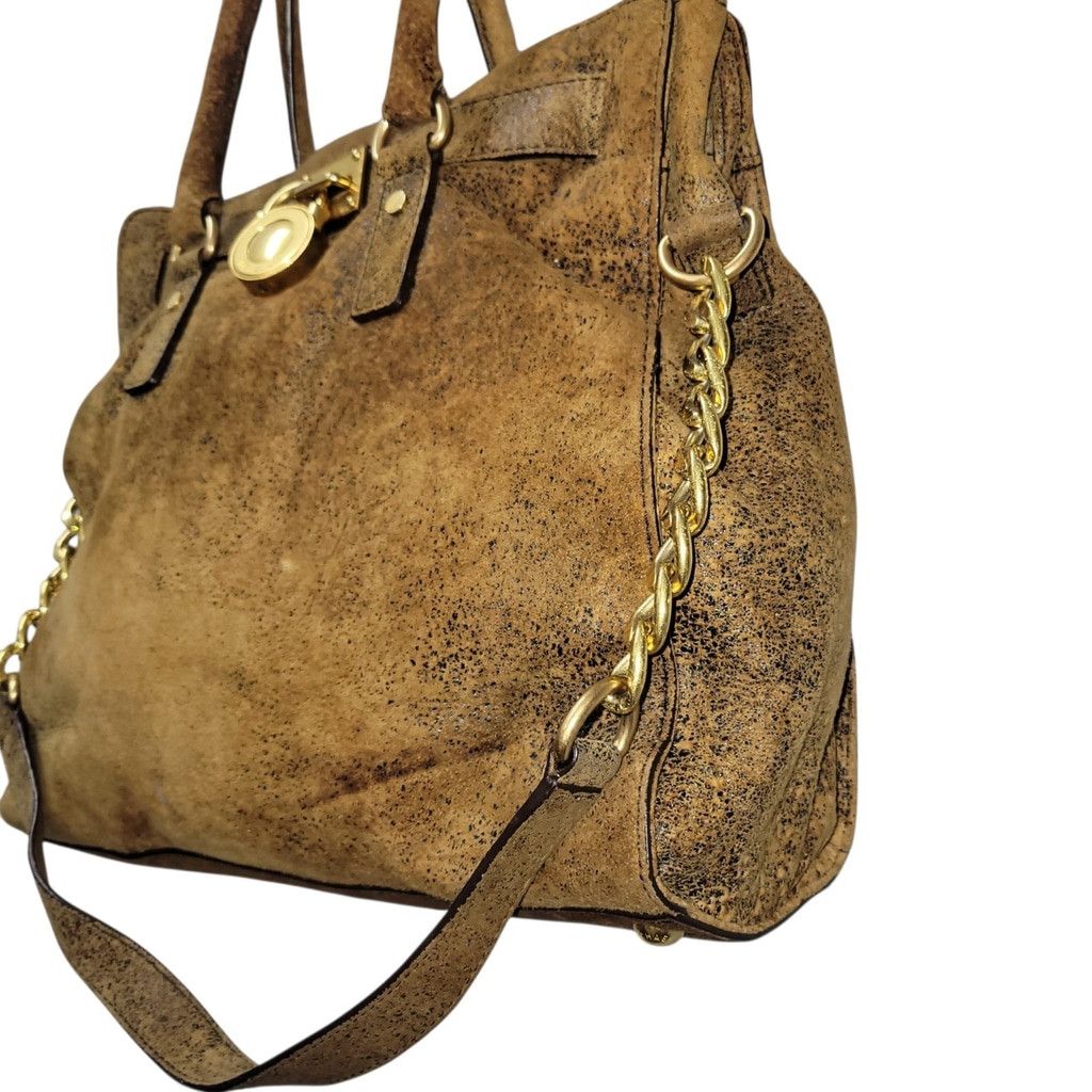 Michael Kors Michael Kors Women's Large Distressed Brown Leather Hamilton Size ONE SIZE - 6 Thumbnail
