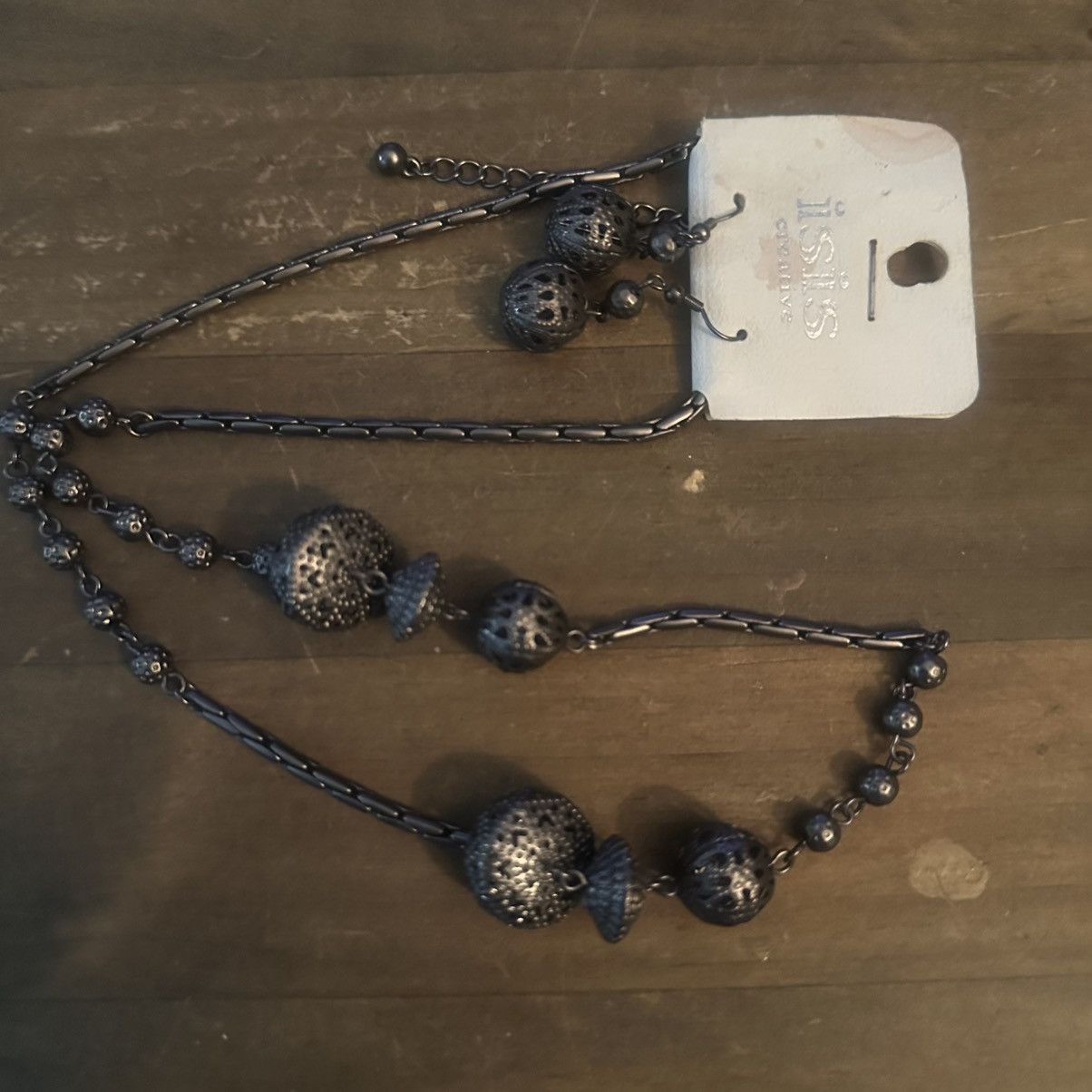 Other Isis dark silver tone filigree bead necklace and earrings Size ONE SIZE - 2 Thumbnail