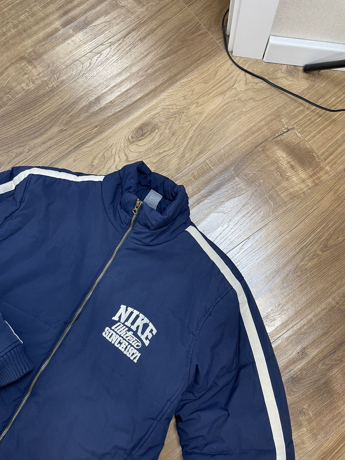 Nike × Vintage Vintage Nike Y2K Style Athletic 1971 Blue Puffer Jacket Size US M / EU 48-50 / 2 - 5 Thumbnail