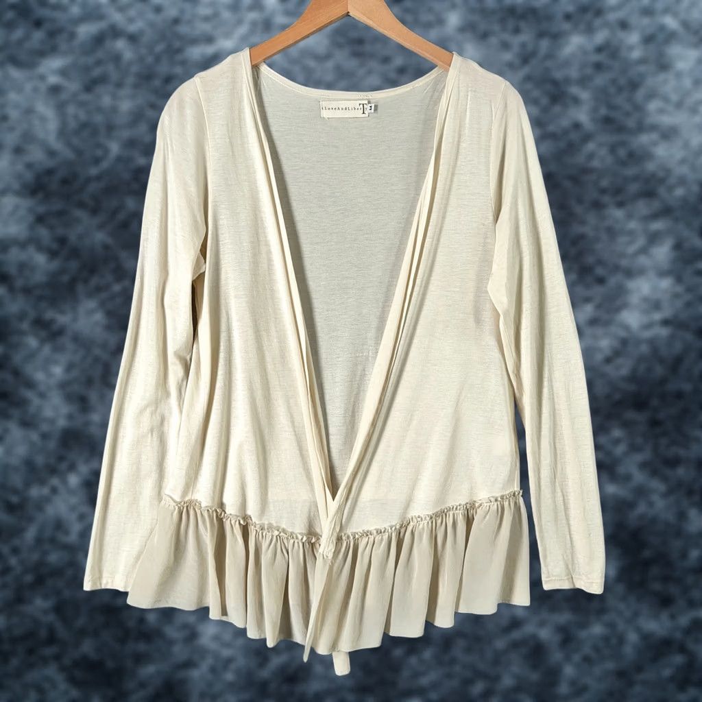 Johnny Was Johnny Was Blouse Kimono Medium Ivory Lightweight Open Front Ruffle Casual Sleeve Women Size M / US 6-8 / IT 42-44 - 1 Thumbnail