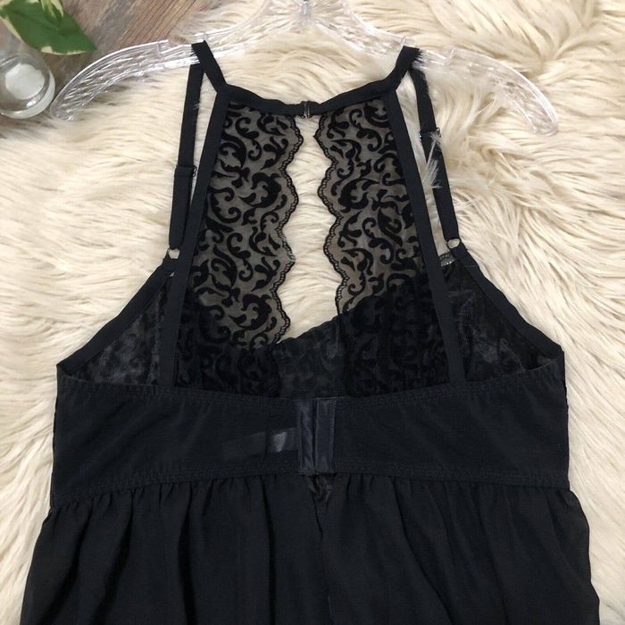 Other Cacique Lane Bryant Black Sheer Velvet Babydoll Nightie | Grailed