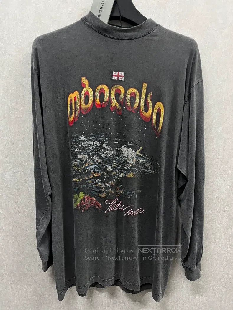 Balenciaga Balenciaga Georgian Night Scene Washed Long Sleeve Size US S / EU 44-46 / 1 - 1 Thumbnail