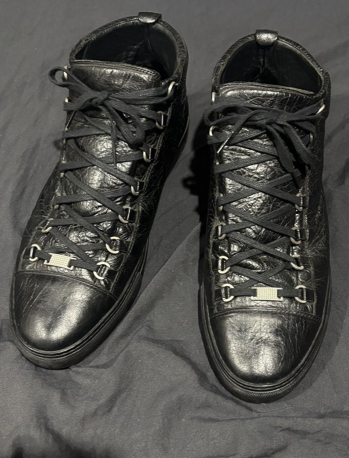 BALENCIAGA ARENA MENS LEATHER HIGH TOP SNEAKERS 412381