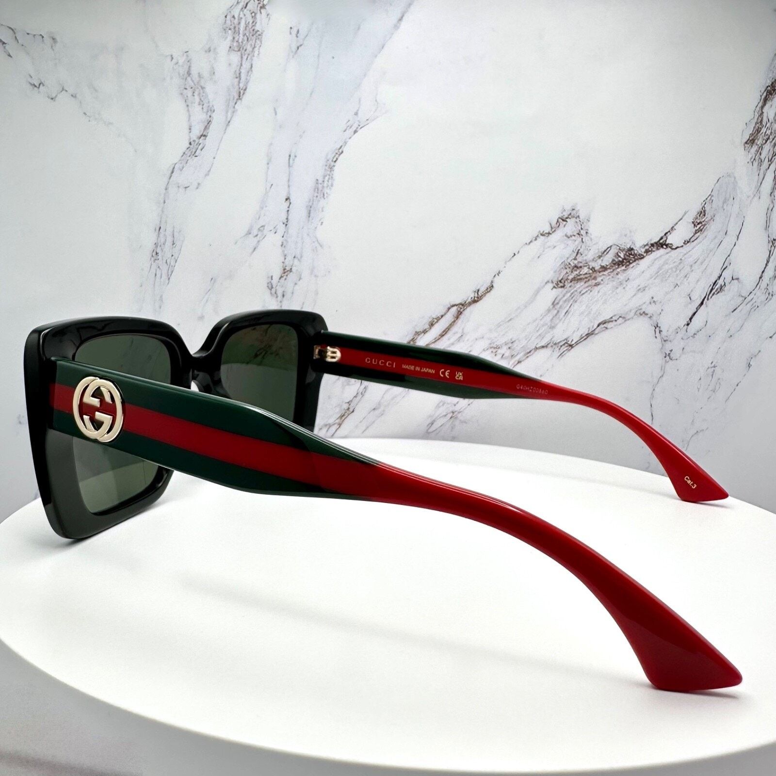 Gucci New GUCCI Sunglasses Black 53mm Gold 3D Metal Logo Square Size ONE SIZE - 7 Thumbnail