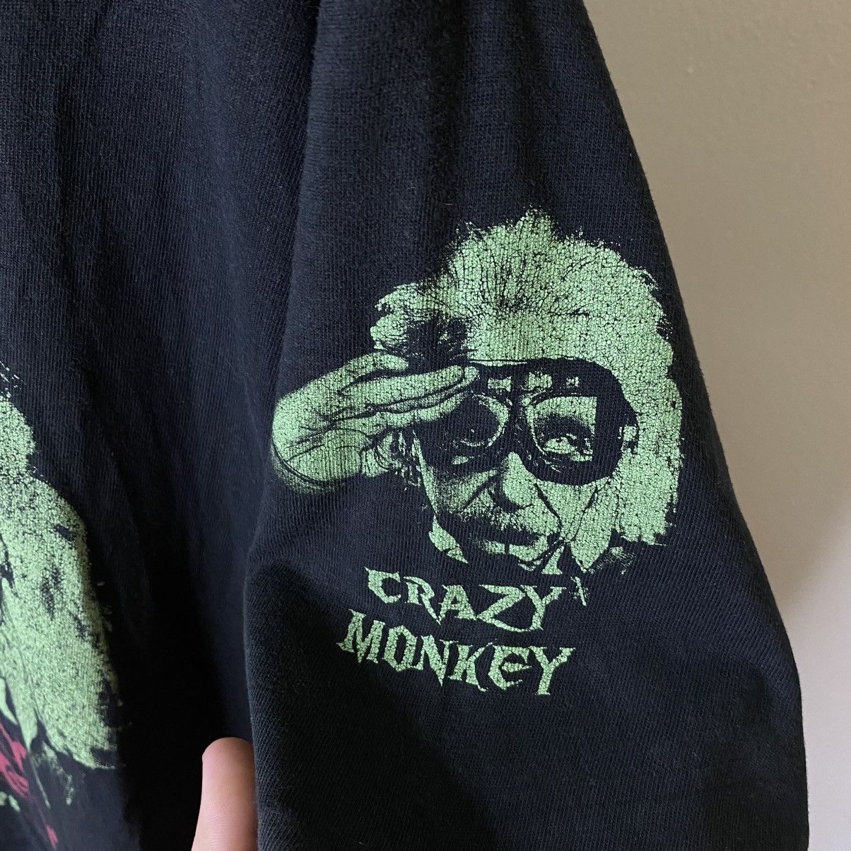 Vintage 2000s Albert Einstein Crazy Monkey Faded Black T Shirt Size US L / EU 52-54 / 3 - 3 Thumbnail