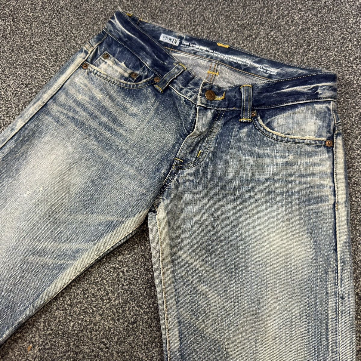 If Six Was Nine 🔥🇯🇵 Vintage 90s Flared Edwin Damage 13oz 503 Denim Jeans Size US 30 / EU 46 - 3 Thumbnail