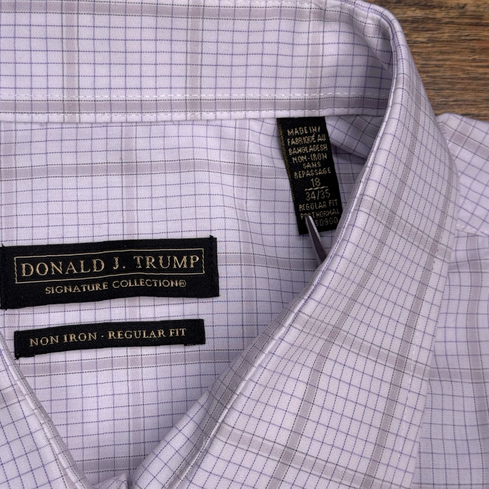 Vintage Donald J. Trump Shirt Mens Regular Fit 18 White Plaid Non-Iron Button Up Shirt Size US XXL / EU 58 / 5 - 7 Thumbnail