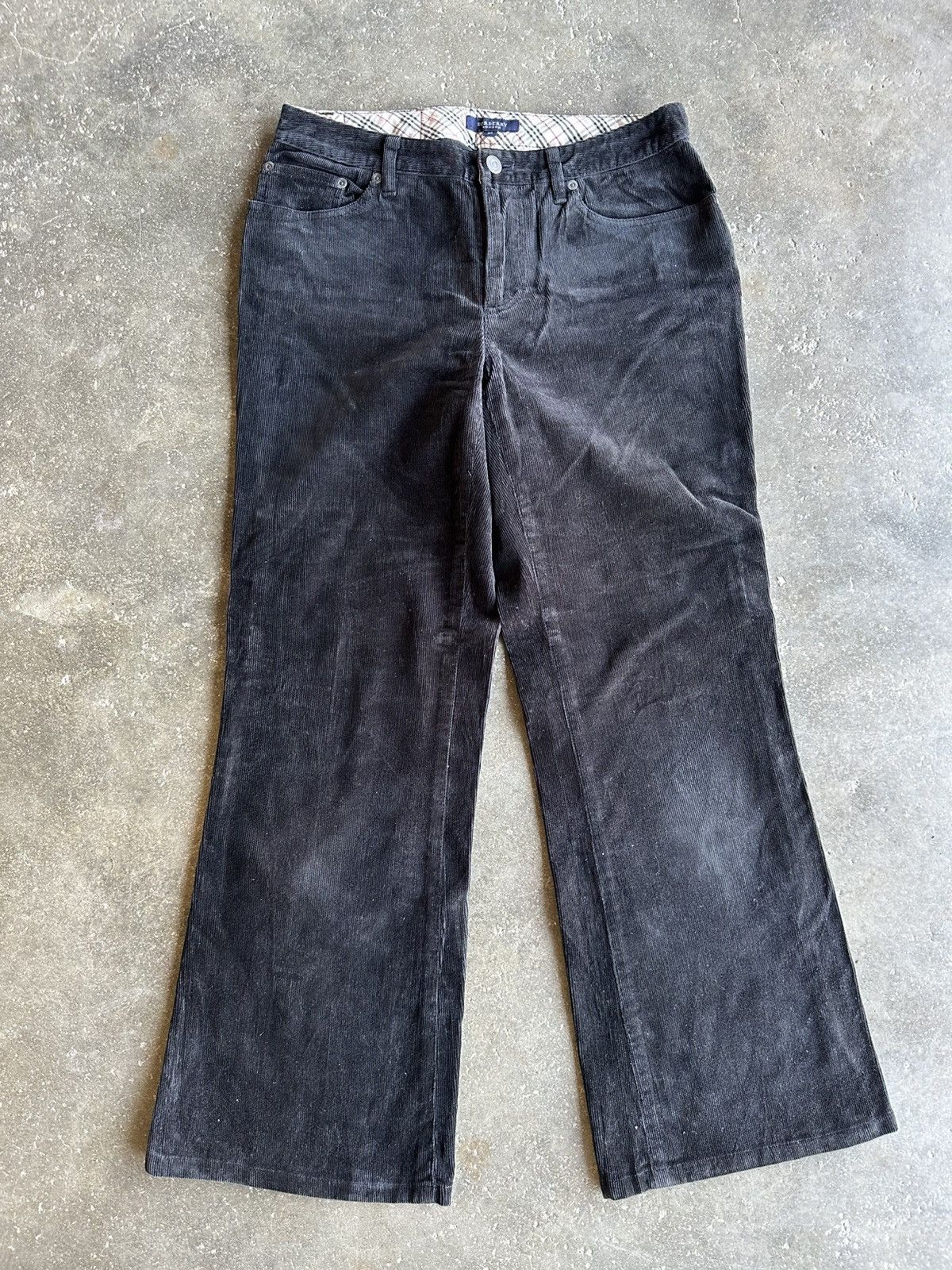 Burberry BURBERRY NOVA CHECK CORDUROY BLACK PANTS W28 Size US 28 / EU 44 - 2 Thumbnail