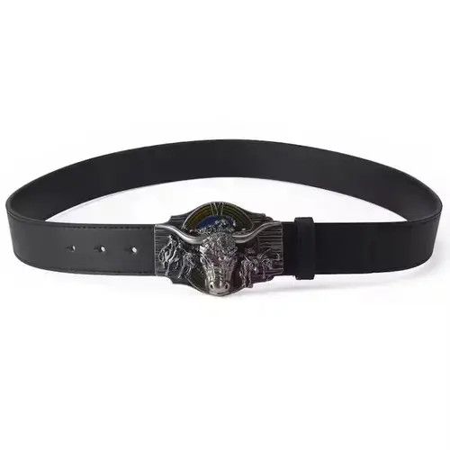 VIBE 115cm Length Skull Bull Ox Horn Belt Size ONE SIZE - 3 Thumbnail