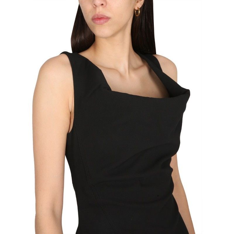 Bottega Veneta o1s1rm1125 Midi Dress in Black Size S / US 4 / IT 40 - 4 Thumbnail